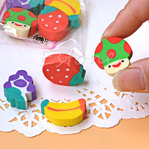 cici store Kids School Supplies,50Pcs Cute Mini Fruit Rubber Pencil Eraser Children Creative Stationery Gift Toy