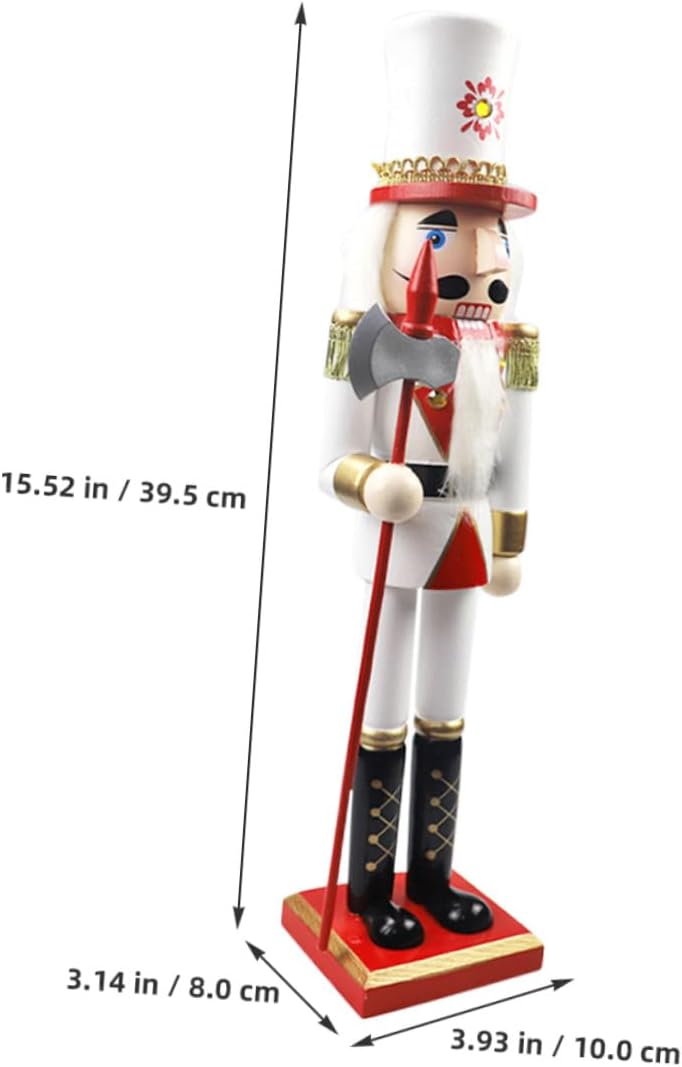 Ciieeo Wooden Nutcracker Figurine 39.5cm Traditional Xmas Nutcracker Soldier Decoration Red White Gold Christmas Table Centerpiece for Holiday Home Decor