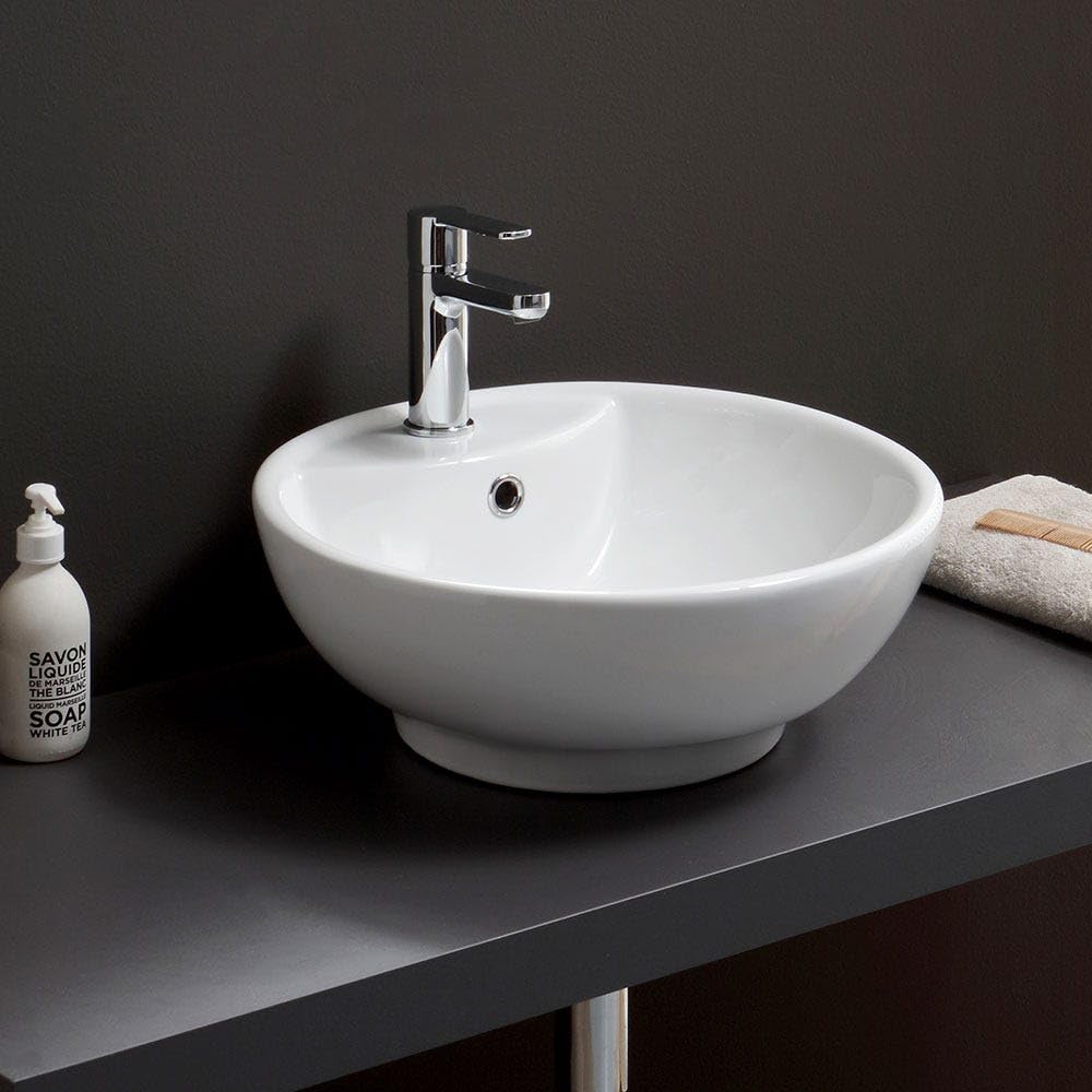 Kiamami Valentina - Lavabo Bianco Da Appoggio, Forma Tonda