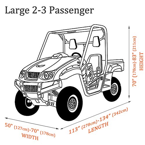 UTV Cover with Heavy Duty 420D Oxford Fabric, Side by Side UTV Cover Protects from Rain, Hail, Leaves and UV, XL 134’’x70’’x75’’ Utility Vehicle Storage Cover Fit Polaris Can-Am Defender