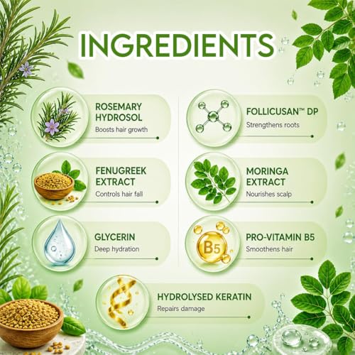 Image of Jovees Herbal Rosemary Water Hair Growth Spray with Follicusan DP (200ml) | Mist Spray for Hair Fall, Strengthens Follicles & Boosts Hair Growth | Adds Shine | Non-Greasy, Lightweight Hair Tonic | For All Hair Types | Reduces Dandruff & Scalp Protection (pack of 2)