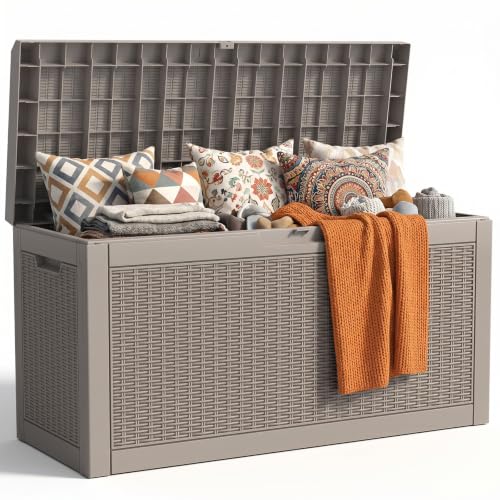 Outdoor Deck Storage Box, 66 Gallon Deck Box,Lockable Patio Storage Bench