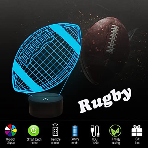 FULLOSUN American Football 3D Night Light, Rugby Illusion Hologram Lamp for Sport Fan with 16 Colors Changing Remote Control, Boys Bedroom Décor Creative Kids' Birthday Xmas Gifts by FULLOSUN - Image 8