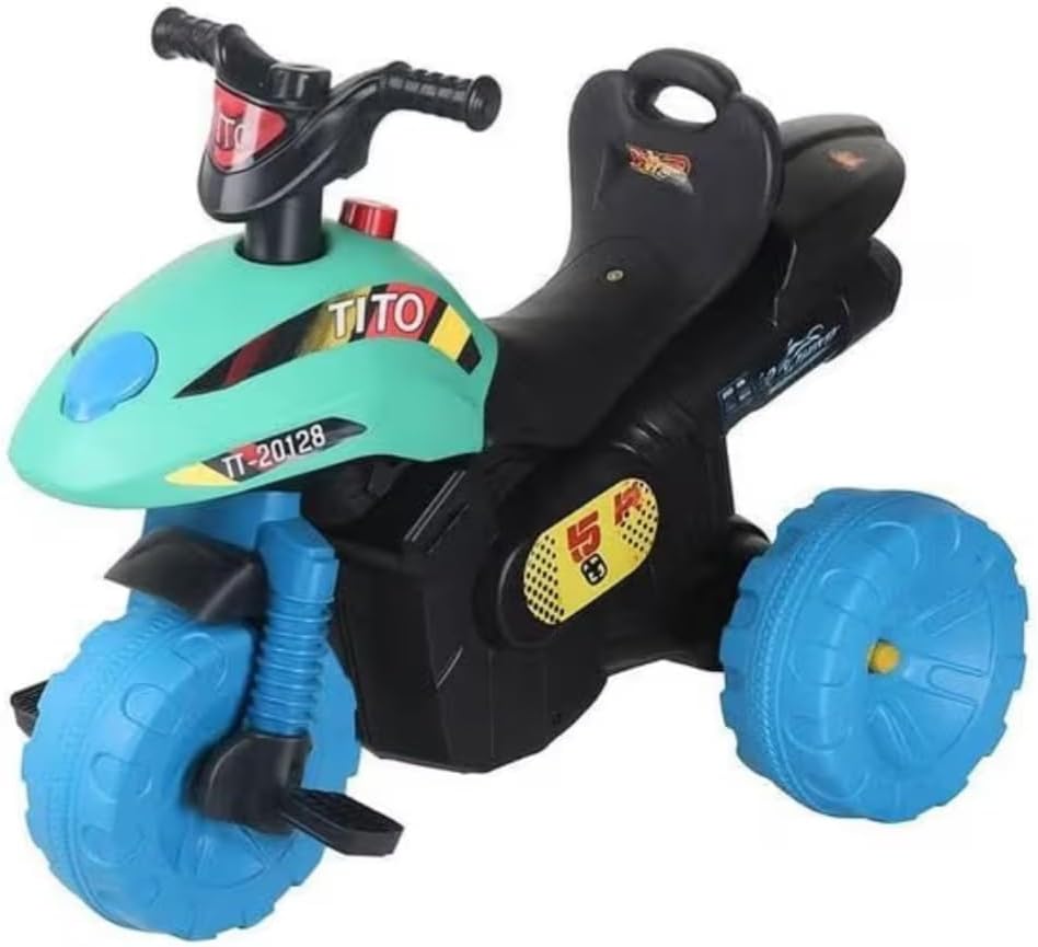 موتوسكيل ثلاثي العجلات بلاستيك لأطفال من الجنسين شكل طيارة متعدد الألوان