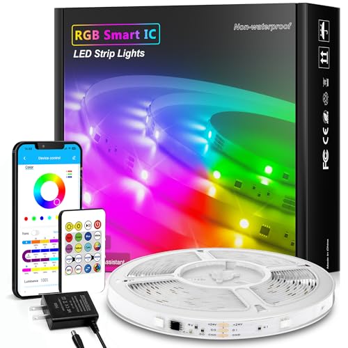Image of TJOY BGRIC LED Strip Lights 16.4FT, Smart Led Lights Compatible with Alexa&Google Assistant, Color Segment DIY, WiFi Led Lights for Bedroom, Remote&APP Control, Color Changing Strip Light for Room