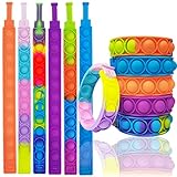 6pcs Sensory Wristband Toy Push Pop Bubble Fidget Stress Colorful Rainbow Silicone Bracelet Toys for...