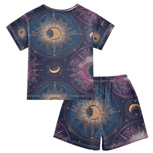 senya Dreamy Moon Constellations Summer Pajamas Set Short Cotton Sleepwear 2 Piece2