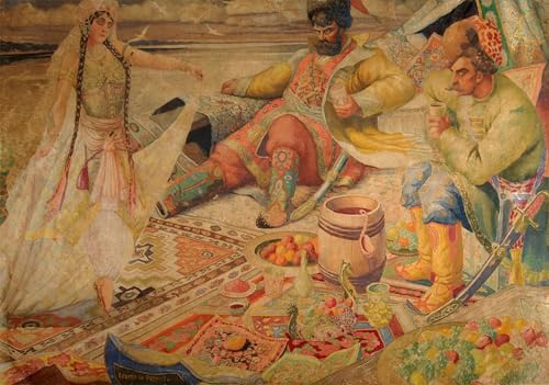 Peinture murale Stepan Razin de Kustodiev sur toile abstraite salon 60x90cm