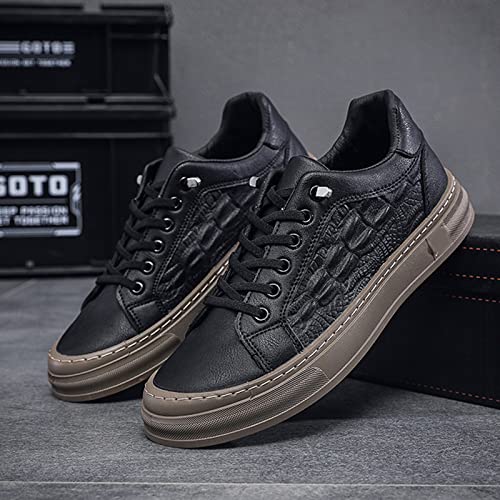 Men's Lace-Up Height Increasing Crocodile Sneakers Fashion Formal Leather Shoes,Thick Sole Comfortable Breathable Non-Slip Business Oxford Walking Shoes3