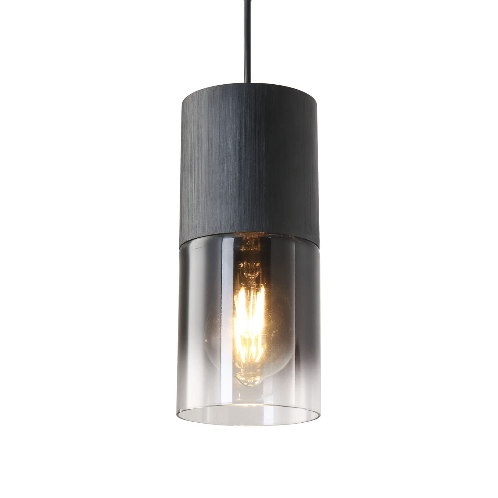 Lustre Noir, Lustre Salon Appareils de Lustre Chambre, Modèles Modernes Réglables pour Île de Cuisine, Lampes en Verre Industrielles pour Table à Manger, 1 Pièce, Ampoules Non Incluses