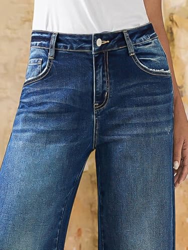 Flamingals Wide Straight Leg Cropped Jeans for Women Mid Rise Baggy Casual Wash Denim Pants2