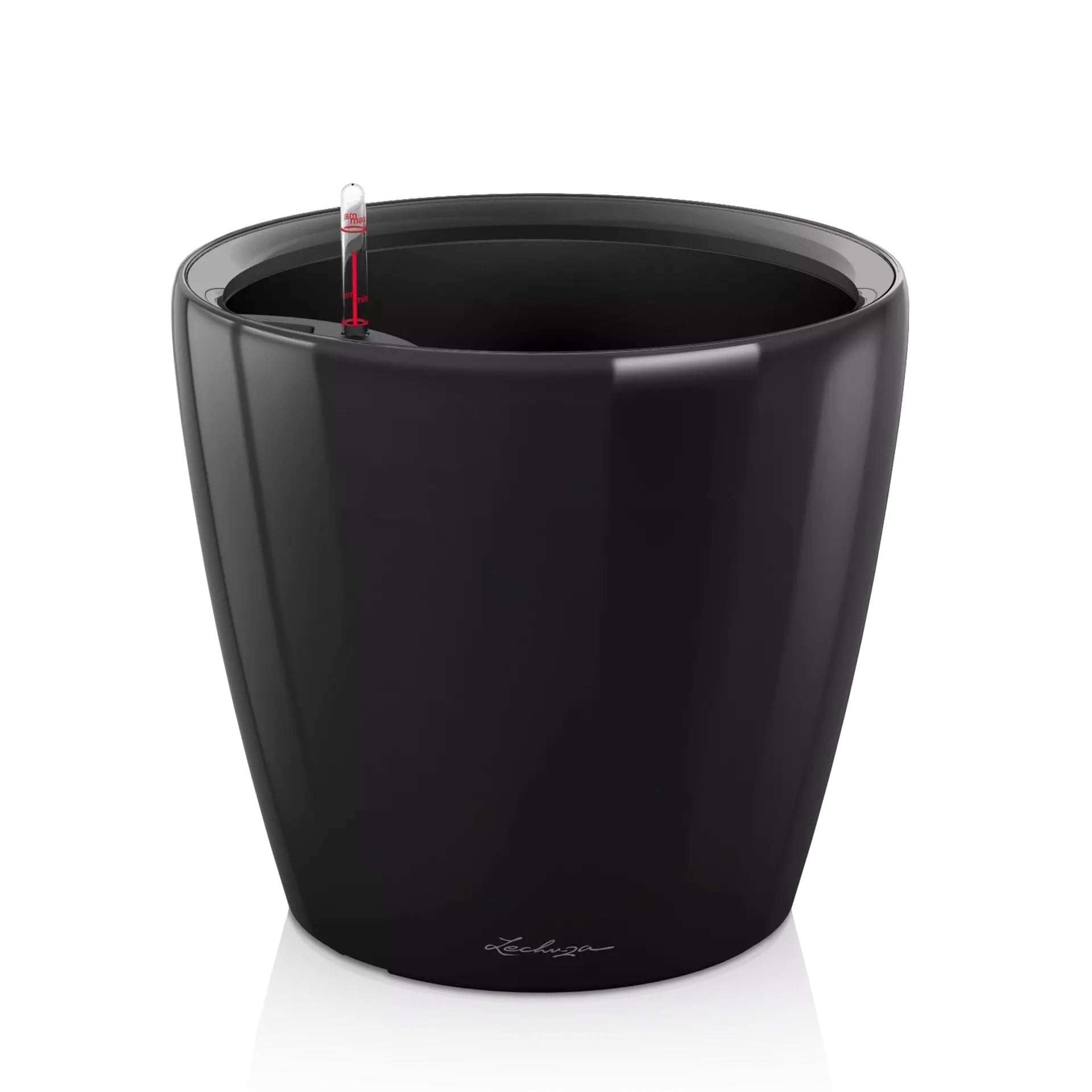 Lechuza Self Watering Plant Pot CLASSICO 35 LS Garden Flower Indoor and Outdoor Plastic Planter with Drainage Hole D35 H33 cm Black High-Gloss