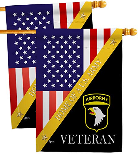 Home of 101st Airborne House Flag - 2 pcs Pack Armed Forces Army Rangers United State American Military Veteran Retire Official - Banner Small Garden Yard Gift Double-Sided Made in USA 28 X 40