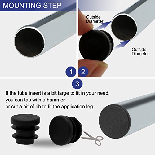 Image of uxcell 5 /8 inch 16mm OD Plastic Round Tube Ribbed Inserts End Cover Caps 34pcs, 0.51 inch-0.6 inch Inner Dia, Floor Furniture Chair Desk Protector