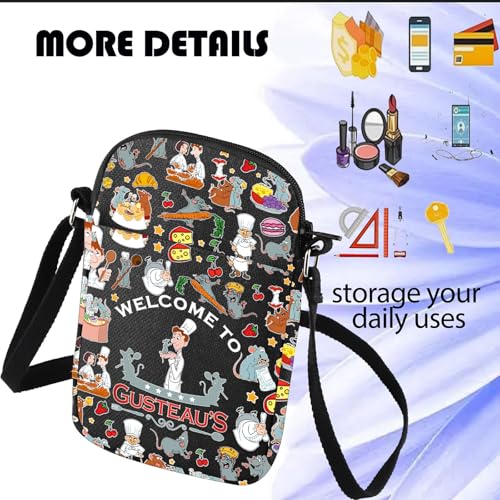 JYTAPP Chef Rat Crossbody Bags Welcome To Gusteau'S Quote Chef Rat Purse Bag Animation Comedy Lovers Gifts3