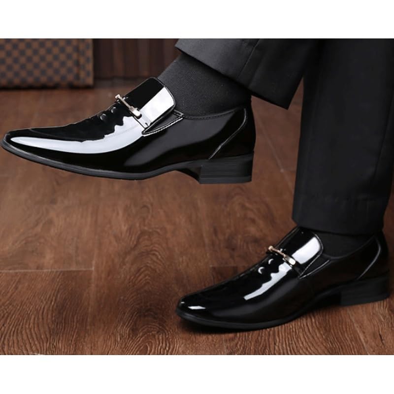 Men's Casual Slip On Leather Loafers Fashion Prom Wedding Business Suit Shoes4