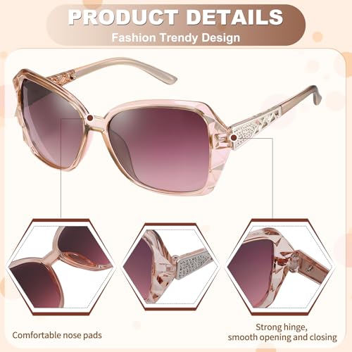 Image of Women Oversized Sunglasses UV400 Protection Lens Sun Glasses | Lightweight Shiny Frame, Classic Trendy Design, Multiple Color Options for Walking, Driving, Shopping, Taking Photos