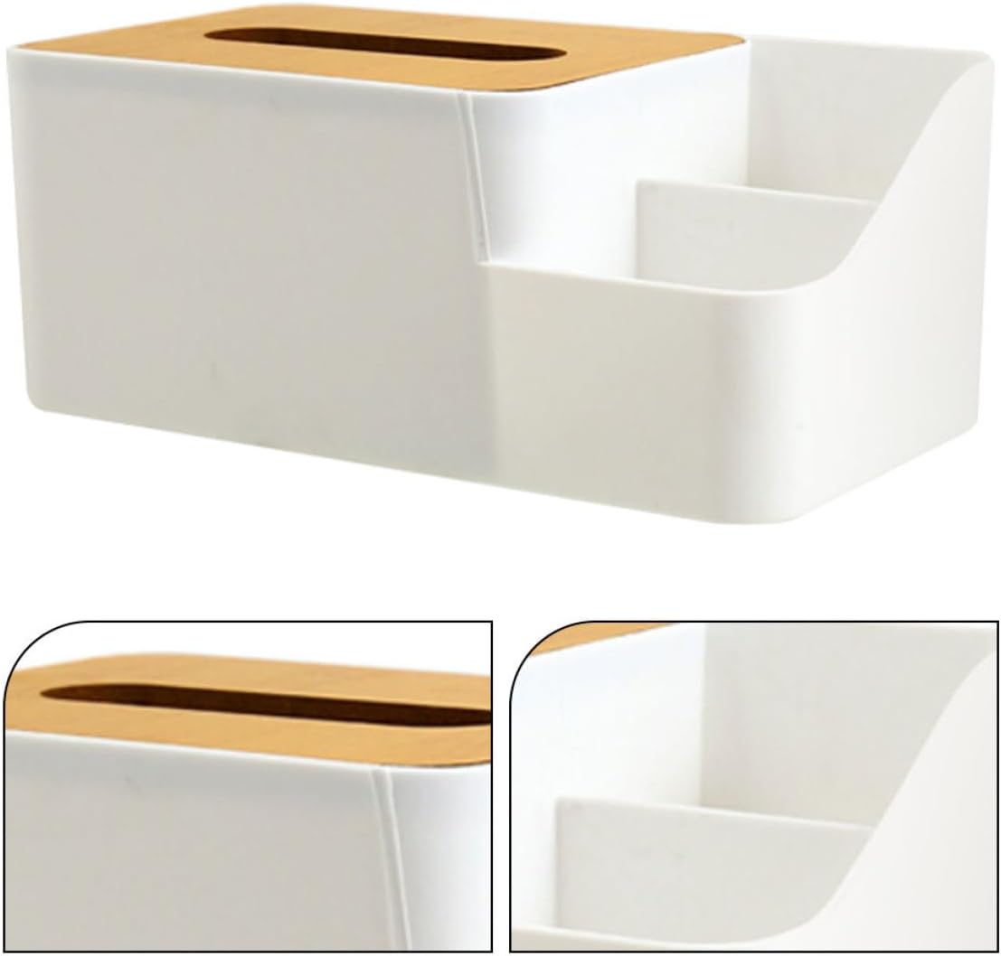 Multi-Functional Desktop Tissue Box Organizer 2pcs Plastic Tissue Holder for Home and Office Stylish Napkin Storage Case Remote Control Compartment