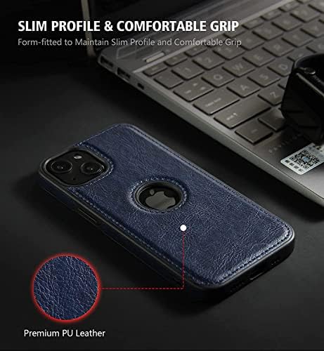 Image of MIDOS Back Cover Compatible with iPhone 14 Plus Leather Case Flexible Slim Cover for iPhone 14 Plus (LC- Blue)