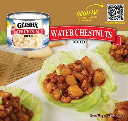 GEISHA Water Chestnuts Diced 8OZ. (Pack of 12), Water Chestnuts | Kosher Certified - No Salt & Sugar added - Gluten Free-Less than 100 Calories per Container