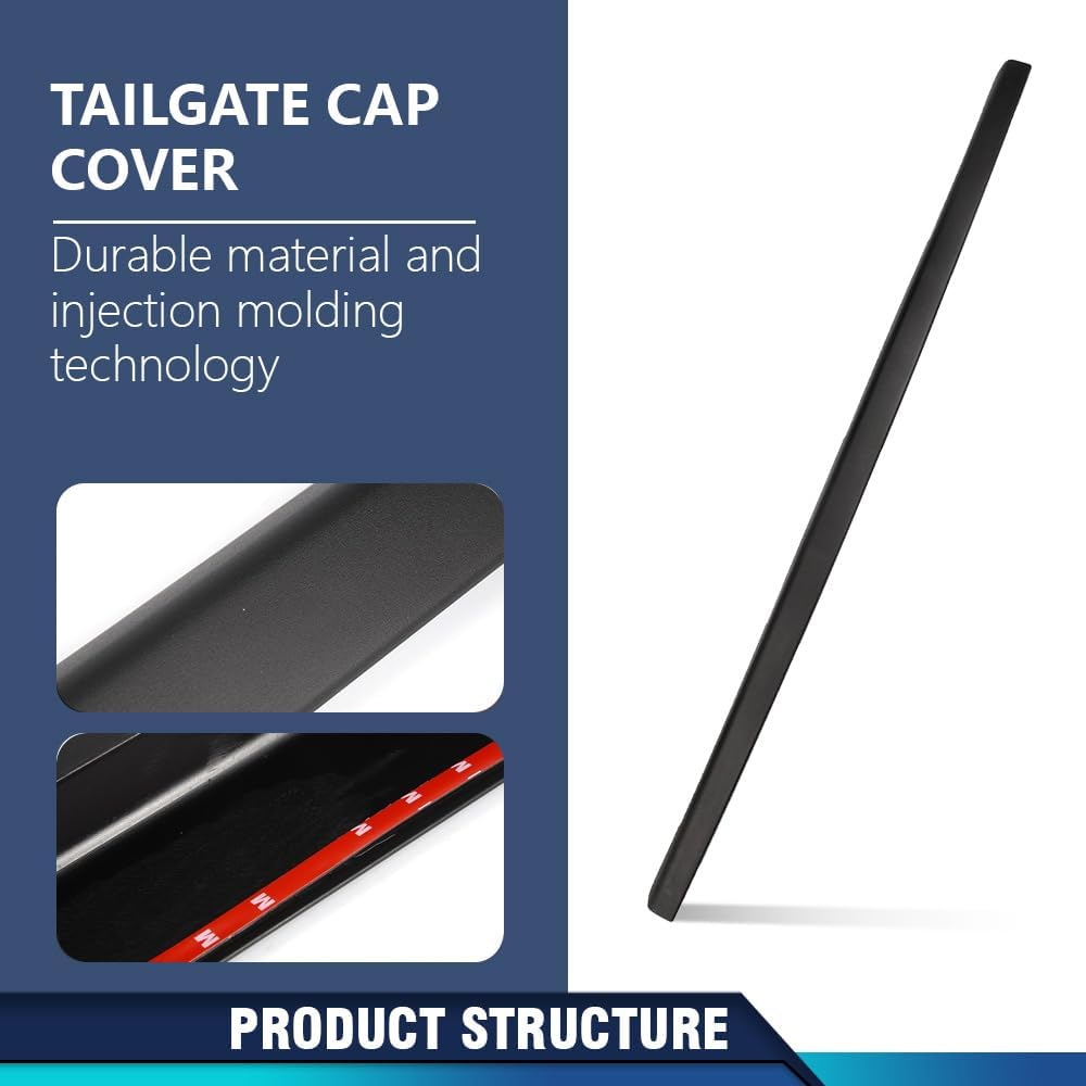 PIT66 Tailgate Molding Cap, Compatible with Chevy Silverado Fleetside Base, SL Models 1999-2007/ GMC Sierra Fleetside Base, SL Models 1999-2007, Not Fit Stepside Trucks GM1909102