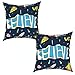 Juego de 2 fundas de cojín de planeta espacial de dibujos animados Believe Ufo funda de almohada decoración del hogar para sala de estar de 45 x 45 cm
