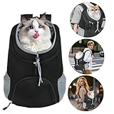 Lauviomify Haustier Rucksack von 3 bis 7 kg - Verstellbar und Atmungsaktiv - Mit Fronttasche für Kleine Hunde und Katzen - Head-Out-Design - Sicherheits-Haken - Ideal für Reisen, Wandern und Outdoor.