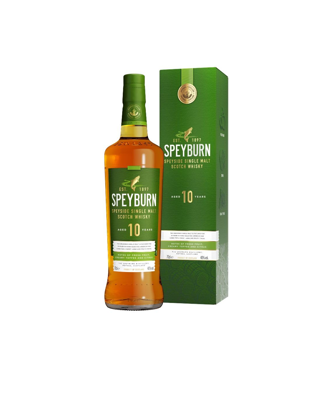Speyburn 10 Year Old Single Malt Scotch Whisky, 40% ABV, , Speyside Classic Aged in Hand Selected American Oak Ex-Bourbon Casks, Multi Award-Winning (70cl)