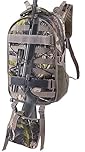 KIRIOUL Hunting Backpack with Waterproof Rain Cover Camo Backpack with Bow and Rifle Holder for Camping,Hiking, Camouflage, M, Daypack Backpacks
