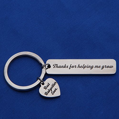 Feelmem Best Babysitter Ever Thank You For Helping Me Grow Keychain Babysitter Gift Nanny Gifts Caretaker Appreciation Gifts (Silver) #TOP4