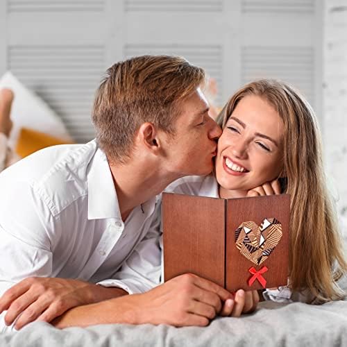 POPGIFTU Handmade Solid Wood Greeting Card, Patchwork Heart Wood Card for Any Occasion, Love, Anniversary, Wedding, Birthday, Just Because, Mother's Day, Valentine's Day