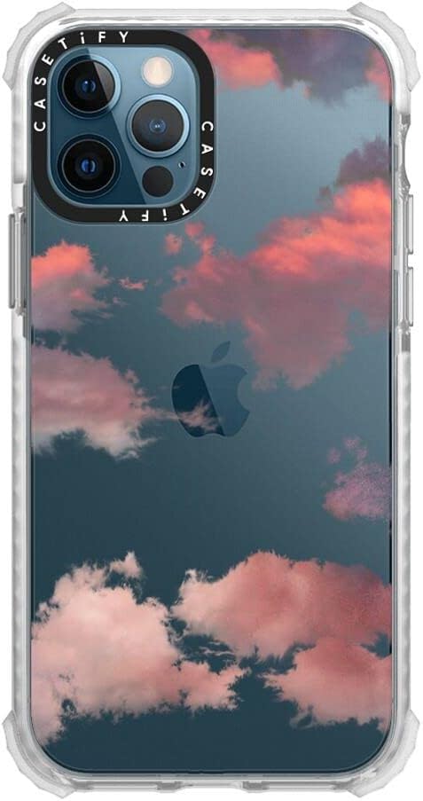 CASETiFY Ultra Impact Case for iPhone 12 / iPhone 12 Pro - Clouds (Red) - Clear Frost