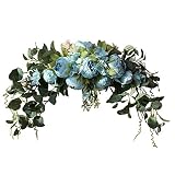 H&S BRIDAL Wedding Arch Flowers, 30 Inch Rustic Artificial Floral Swag for Lintel, Green Leaves Rose