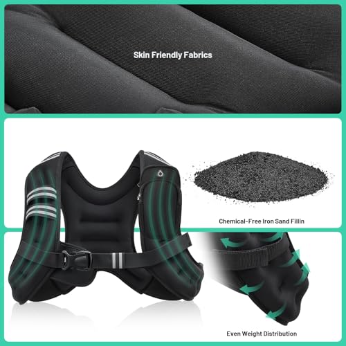 Image of Weighted Vest for Men and Women 6lbs /8lbs /12lbs /16lbs /20lbs Adjustable Weights Rucking Vest for Walking, Strength, Training, Running