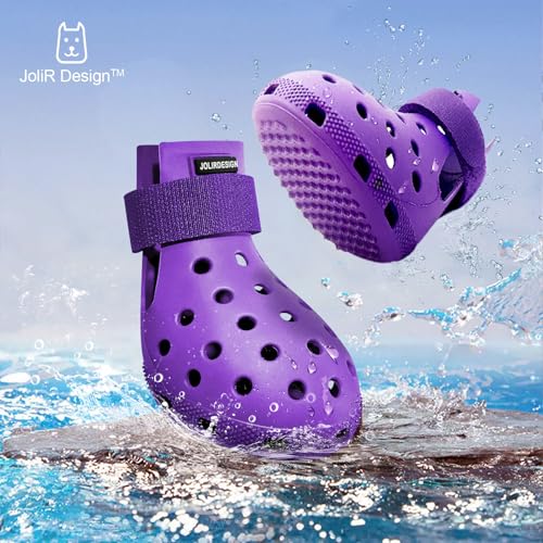Dog-Shoes-for-Hot-Pavement-Dog-Shoe-for-Small-Medium-Large-Dogs-Dog-Boots-Paw-Protectors-Easy-ON-Off-Non-Slip-Waterproof-Easy-Clean-Dog-Booties-for-Beach-and-Snow-Purple-L Dog Shoes for Hot Pavement Dog Shoe for Small Medium Large Dogs Dog Boots Paw Protectors Easy ON Off Non Slip Waterproof Easy Clean Dog Booties for Beach and Snow Purple L