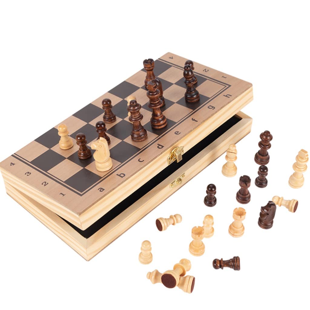 ZAW Schach Magnetischer Schach-Set, faltendes massives Holzschachbrett, -2 Queens Schachfiguren Familienklassiker Schachkasten hochwertiges Geschenk Chess (Größe : 39CM)