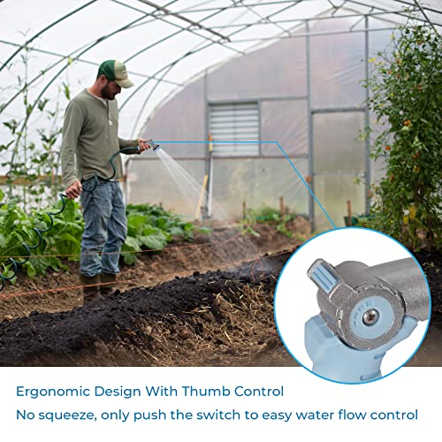 Green Mount Garden Hose Nozzle Heavy Duty Water Nozzle With Thumb Control On Off Valve, 6 Adjustable Spray Watering Patterns Comfortable Ergonomic Handle For Watering Plants, Washing Car, Cleaning #TOP4