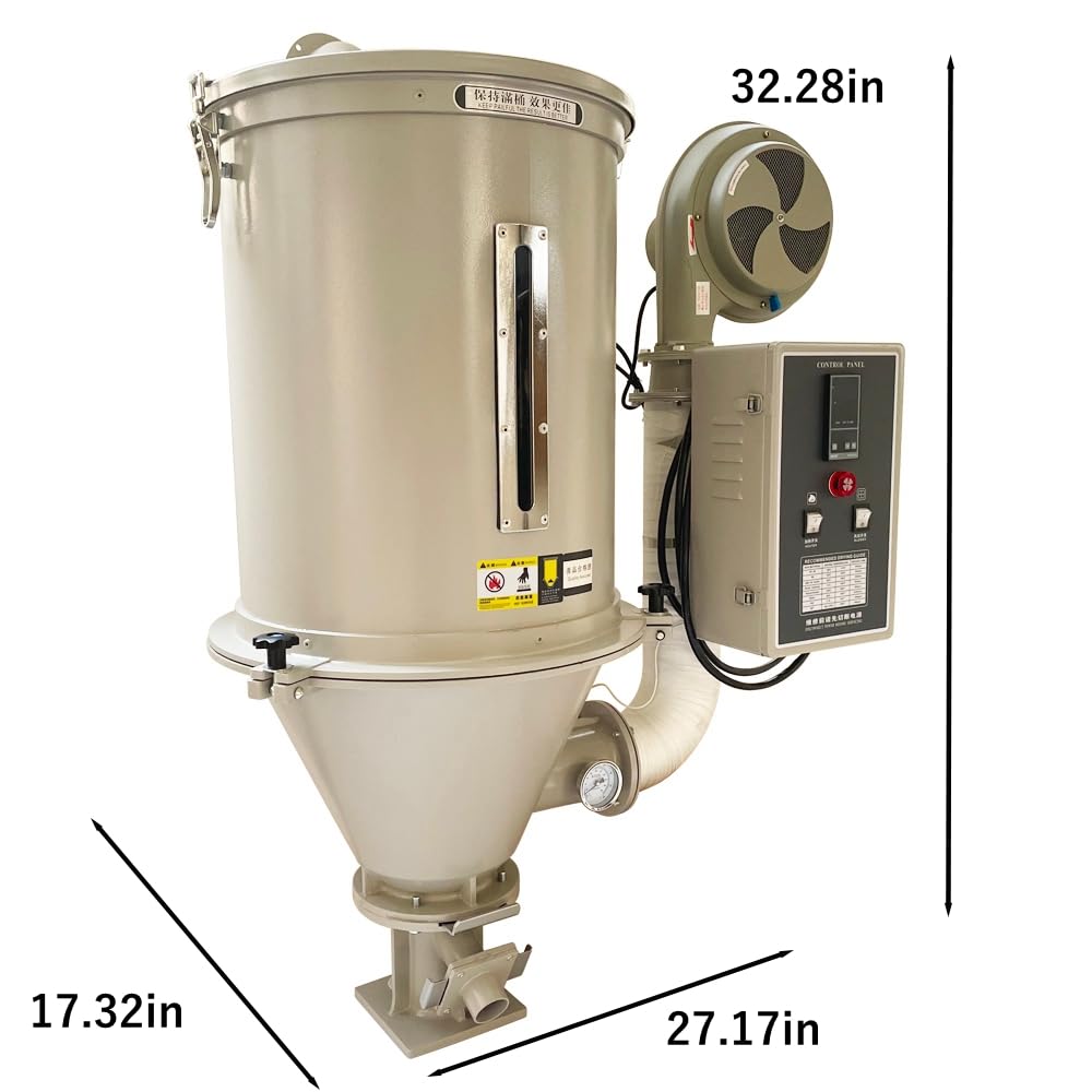HQHAOTWU 15kg Hopper Type Plastic Dryer, 220V Plastic Drying Machine Injection 2.7kw Plastic Dryer Machine