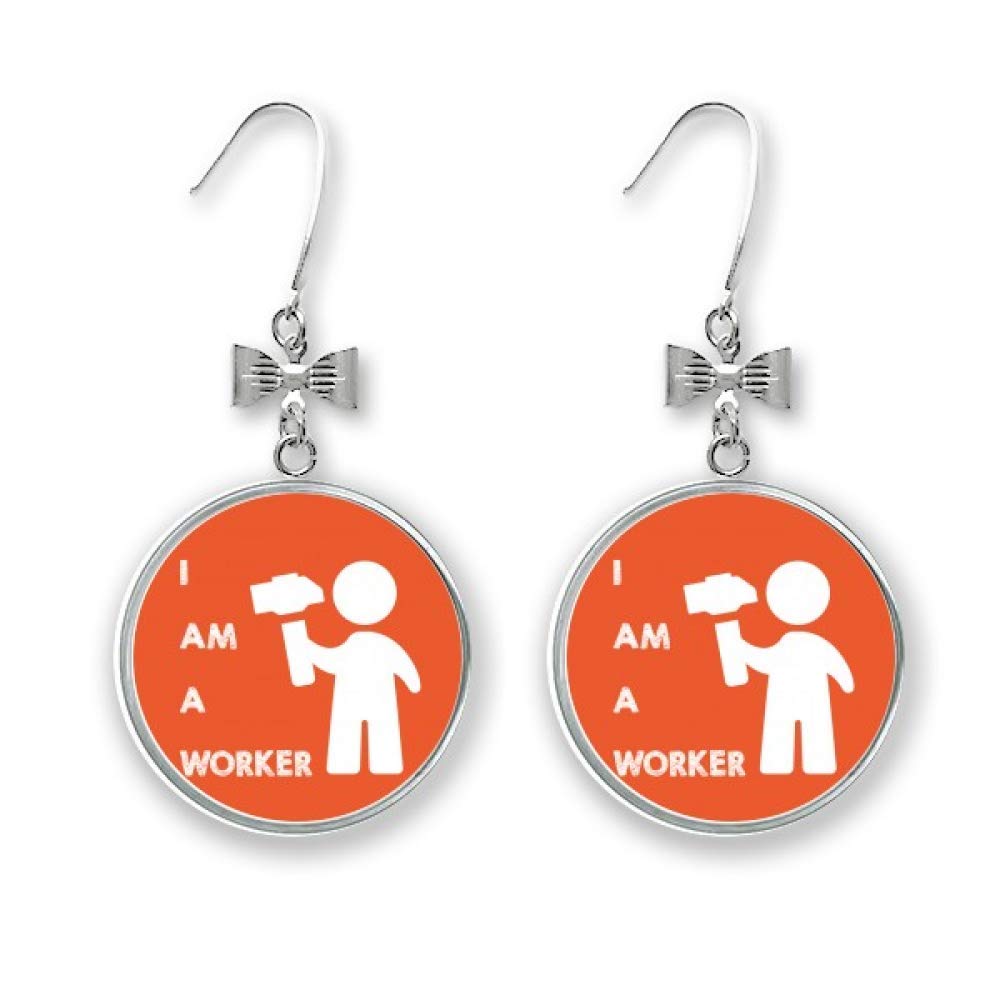 offbb Hammer Worker Force Position Work Bow Earrings Drop Stud Pierced Hook