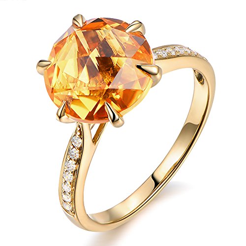 Bague or jaune 585/1000 citrine naturelle et diamant véritable sans compromis
