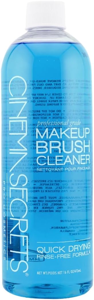 Cinema Secrets Original Blue Vanilla Makeup Brush Cleaner Solution - Professional Cleanser for Makeup Brushes - Quick-Drying, Rinse-Free Formula - Removes Stubborn Waterproof Make Up (16 fl oz)