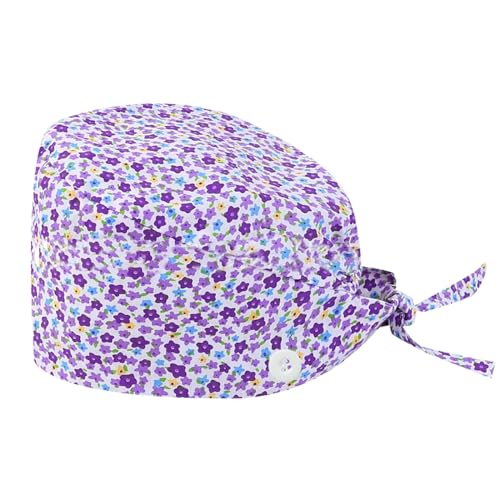 Générique Calot Chirurgien Femme Chapeaux de Travail avec Boutons et Cravate Chapeau Réglable Respirants Turban Imprimé Casquette Chapeau de Beauté Unisexe Chapeaux de Cuisinier (One Size)