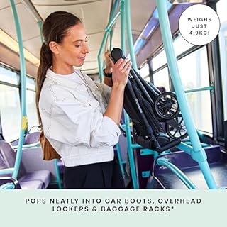 Ickle Bubba Pisces Ultra‑Compact Stroller – Lightweight Travel Pushchair & Compact Stroller, Foldable Pushchair from Birth to 22kg, Cabin‑Size, Travel Buggy with UPF50+ Hood & Ventilation Panel