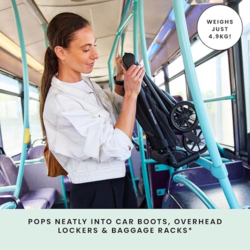 Ickle Bubba Pisces Ultra‑Compact Stroller – Lightweight Travel Pushchair & Compact Stroller, Foldable Pushchair from Birth to 22kg, Cabin‑Size, Travel Buggy with UPF50+ Hood & Ventilation Panel - Image 4