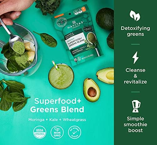 Navitas Organics Superfood+ Greens Blend for Detox Support (Moringa + Kale + Wheatgrass), 6.3oz Bag, 30 Servings, Organic - Image 4