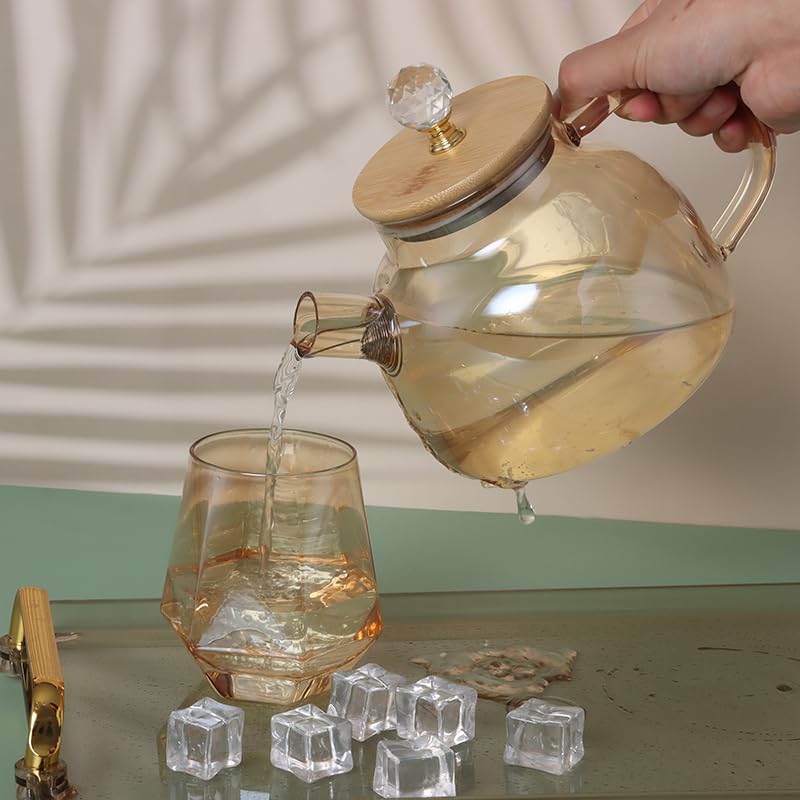 Avastro 1L/1L New Big Transparent Borosilicate Glass Teapot Heat-Resistant Clear Tea Pot Flower Tea Set Puer Kettle Office Home Tool Pack of 1