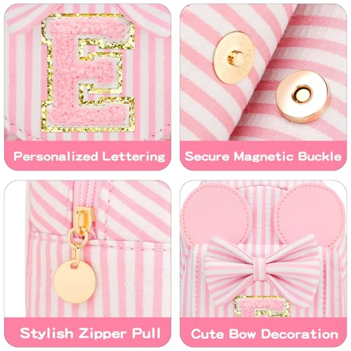Image of Initial Purse for Girls Kids,Birthday Gifts for 3-8 Years Old | Personalized Crossbody Bag, Small Toddler Sling Bag Cute Fanny Pack, Gift for Daughter Sister Grandkids, Striped Pink E