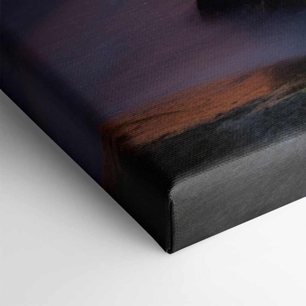 Canvas for Living room. Serene Seascape Serenity: Dawn's First Light Meets Dusk's Last Embrace on a Dreamy Pier, 27 x 18 inch Canvas Wall Art - Ready to Hang
