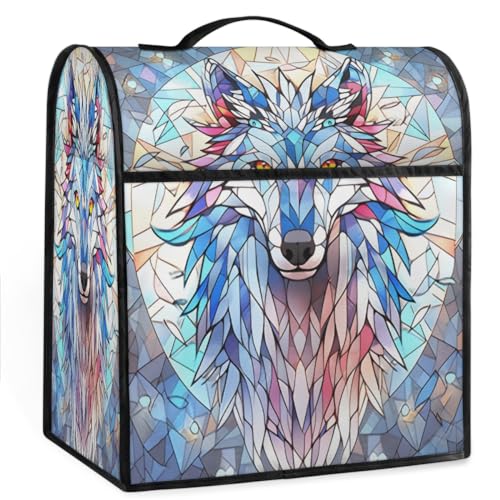 Coffee Maker Cover Glass Painting Wolf Kitchen Appliance Covers Small Appliance Covers Blender Cover Juicer Cover Dust Covers for Kitchen Appliances with Top Handle and Pockets,Washable,B564