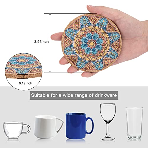 STARUBY 12 Pcs Cork Coasters, Coasters for Drinks for Coffee Table for Drinks Absorbent Kitchen Dining Room Decoration 10cm Round - Image 2